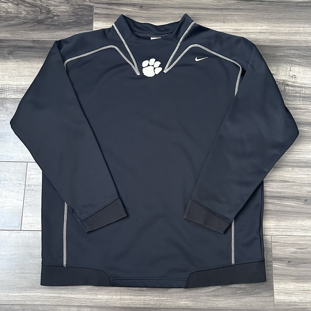 Nike Clemson Tigers Fleece Compression Crewneck Pullover Men's XL Black